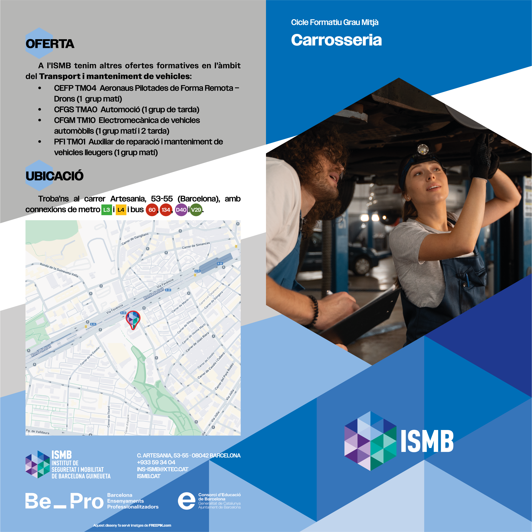 Díptico informativo del ciclo de Carrocería - cara exterior