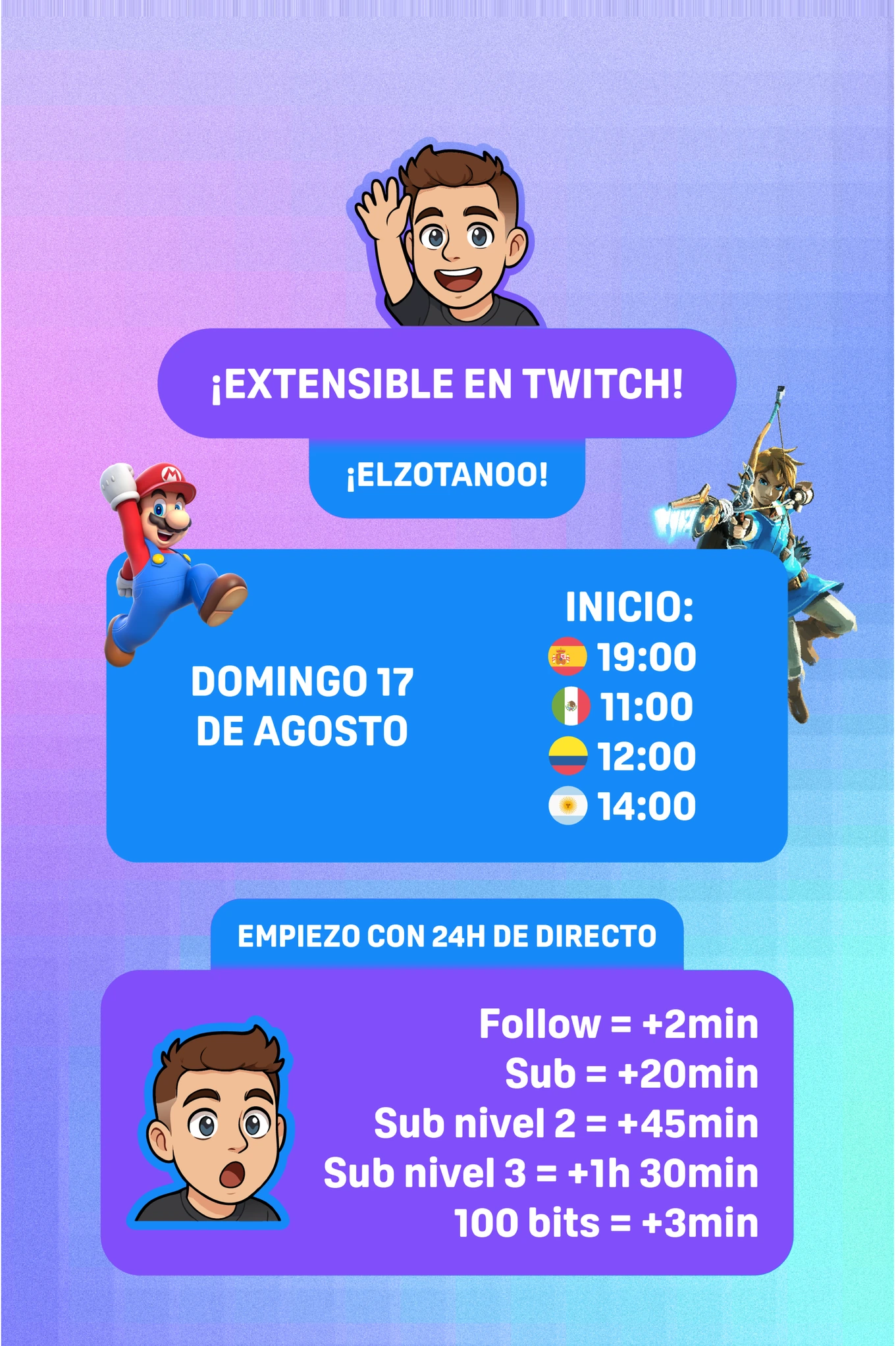 Cartel extensible para Twitch
