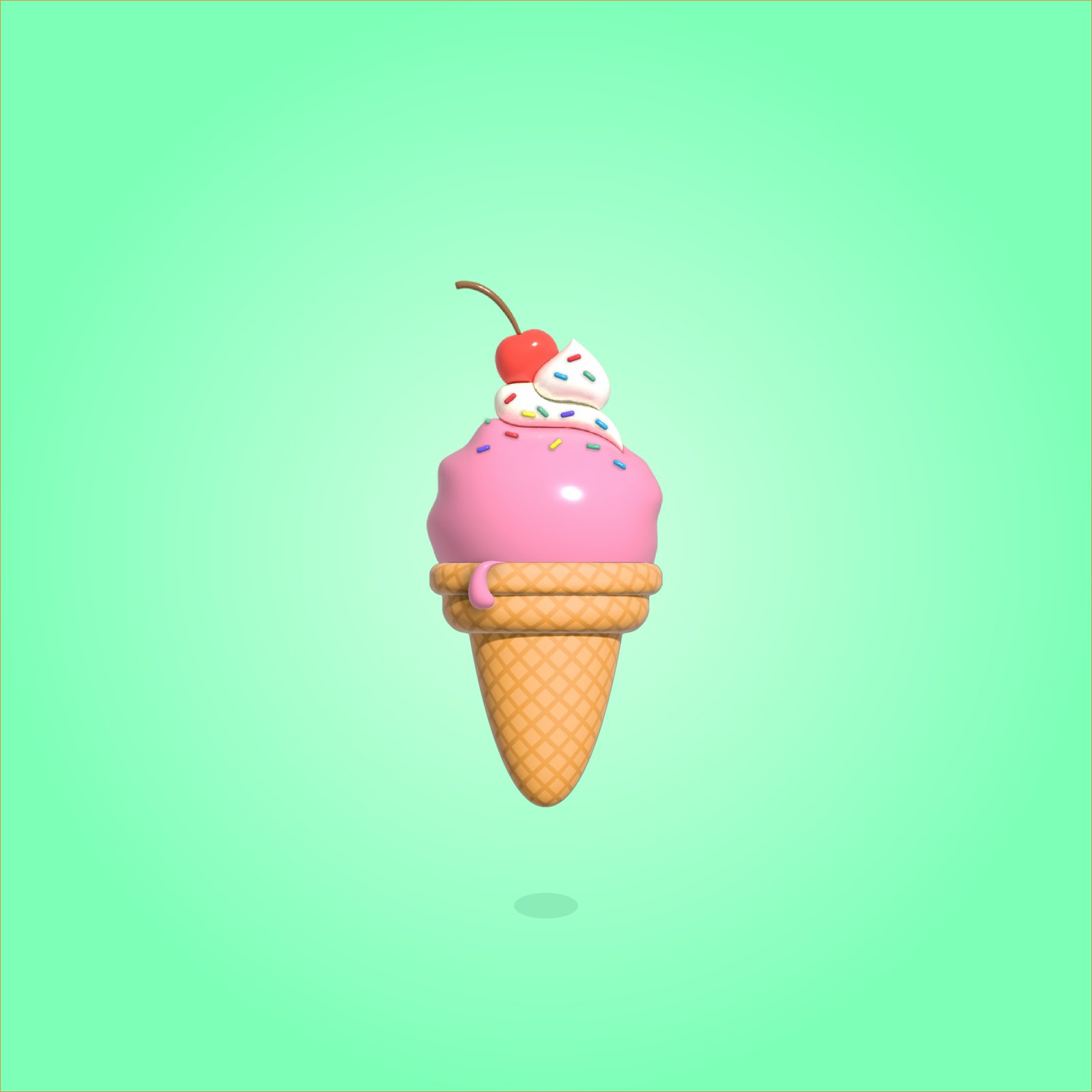 Helado 3D creado en Illustrator