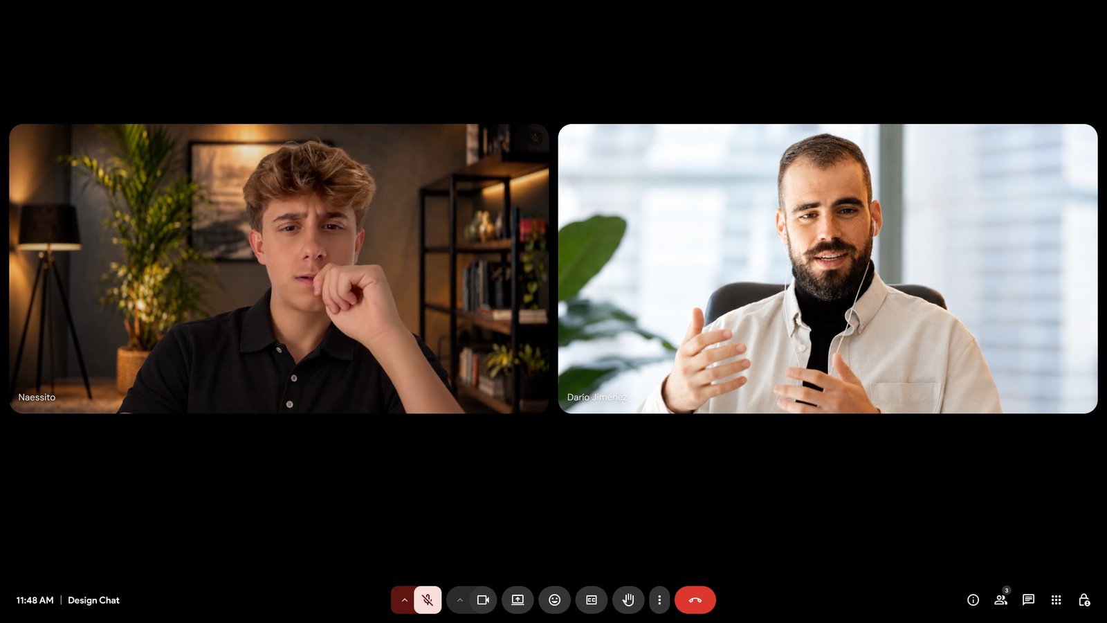 Videollamada de trabajo con dos participantes