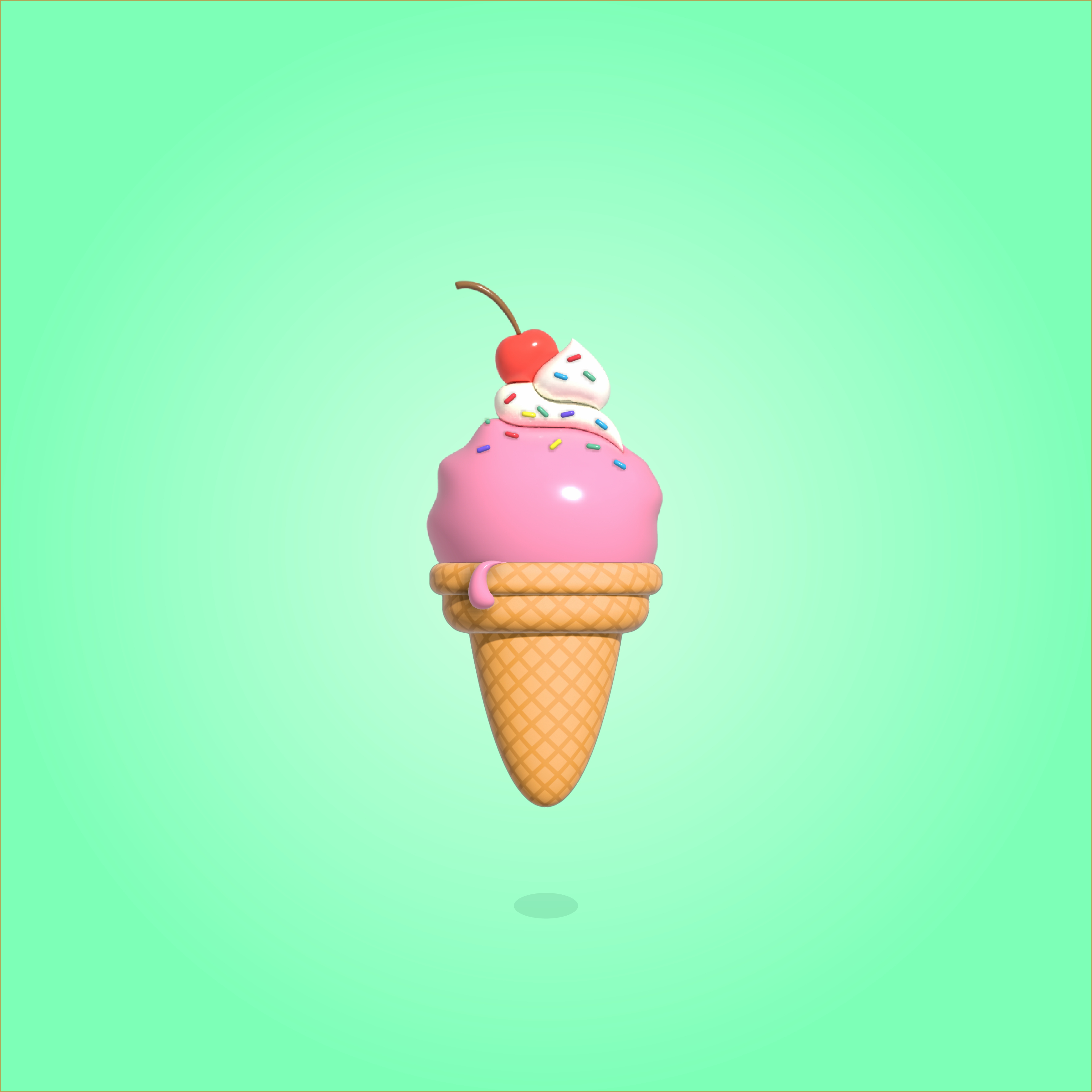 Helado 3D creado en Illustrator